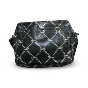 Longchamp brown leather crossbody messenger bag printed horse and strap pattern